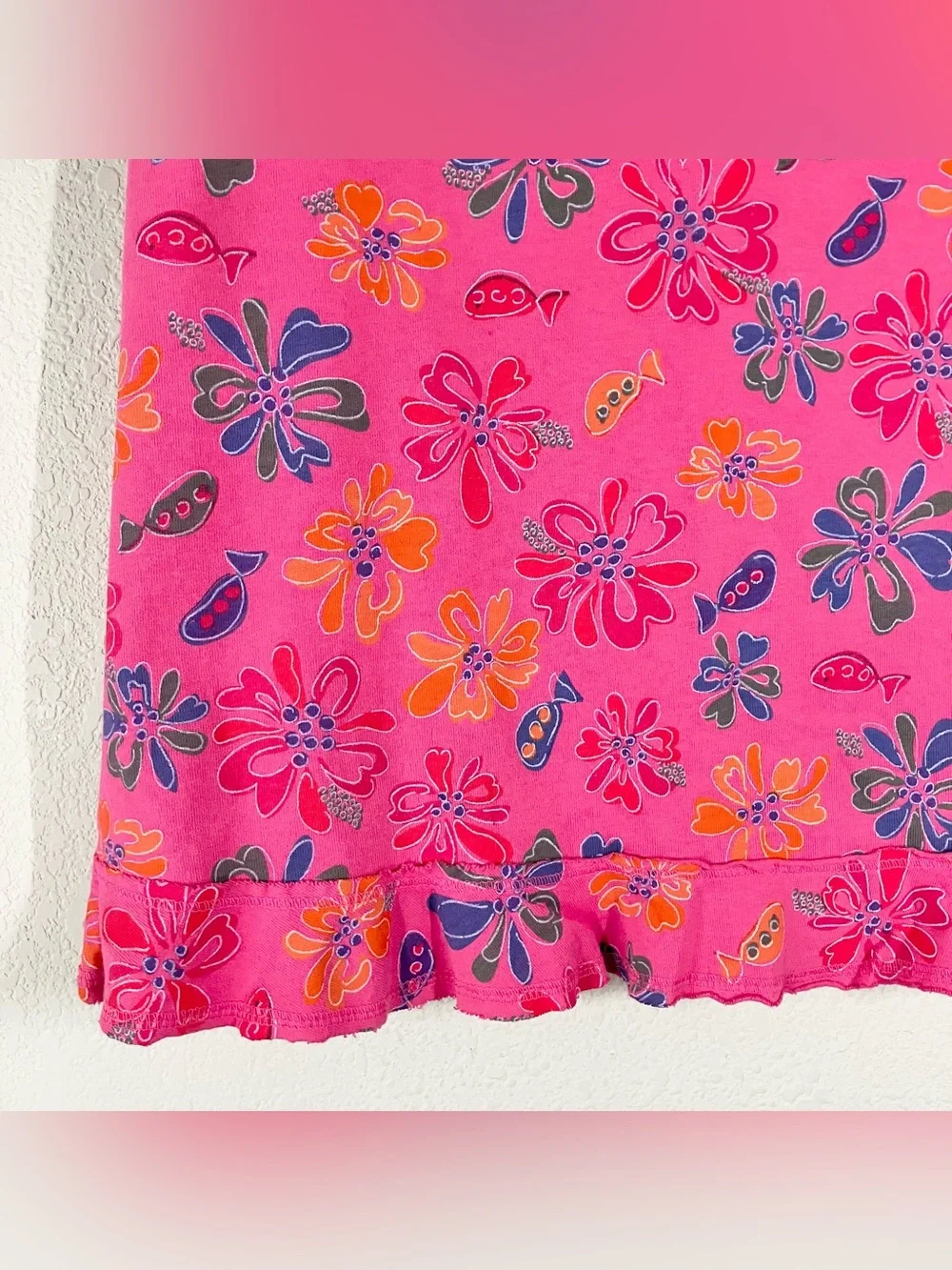 FRESH PRODUCE A-line Midi Skirt M Pull-On Floral Fish Print Beach Resort Summer - Picture 4 of 11